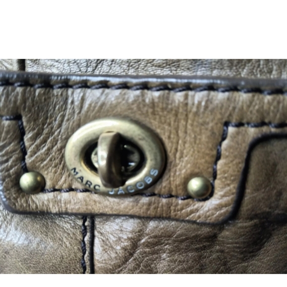 Marc Jacobs Soft Leather Satchel Handbag Olive Brown Small Handbag - Picture 9 of 14